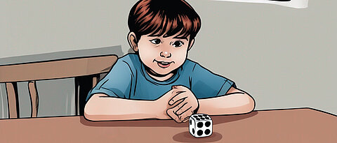 Computer-generated image: child with a dice