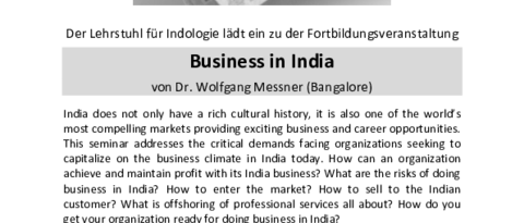 Plakat zum Seminar "Business in India"