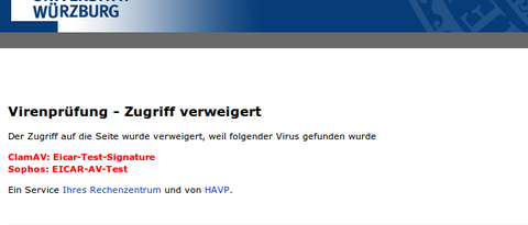 Screenshot Viren-Warnung