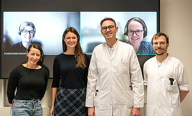 Unter anderem an dem Projekt beteiligt (v.l.n.r.): Dr. Sophie Schlosser-Hupf vom Universitätsklinikum Regensburg, Constanze Wolz, Dr. Anna Fleischer, Professor Alexander Hann, Dr. Nicole Erickson und Philipp Sodmann. 