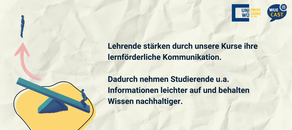 Lehrende stärken durch die Seminare von WueCAST ihre Kompetenzen bezüglich lernförderlicher Kommunikation, selbstreguliertem Lernen und Aufmerksamkeitsökonomie.