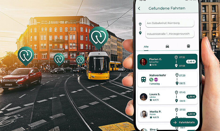 Im Großraum Nürnberg ist die uRyde-App schon seit Mai 2022 in Betrieb. Jetzt steht sie auch Beschäftigten in Unterfranken zur Verfügung.