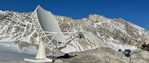 Model of the Wetterstein Millimeter Telescope at one of the possible locations on the Zugspitzplatt.