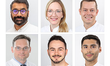 Das Gewinnerteam der Augenklinik (oben v.l.n.r.): Malik Salman Haider, Johanna Theuersbacher und Nikolai Klefeldt. Unten v.l.: Daniel Kampik, Julian Schwebler und Raoul Verma-Führing.